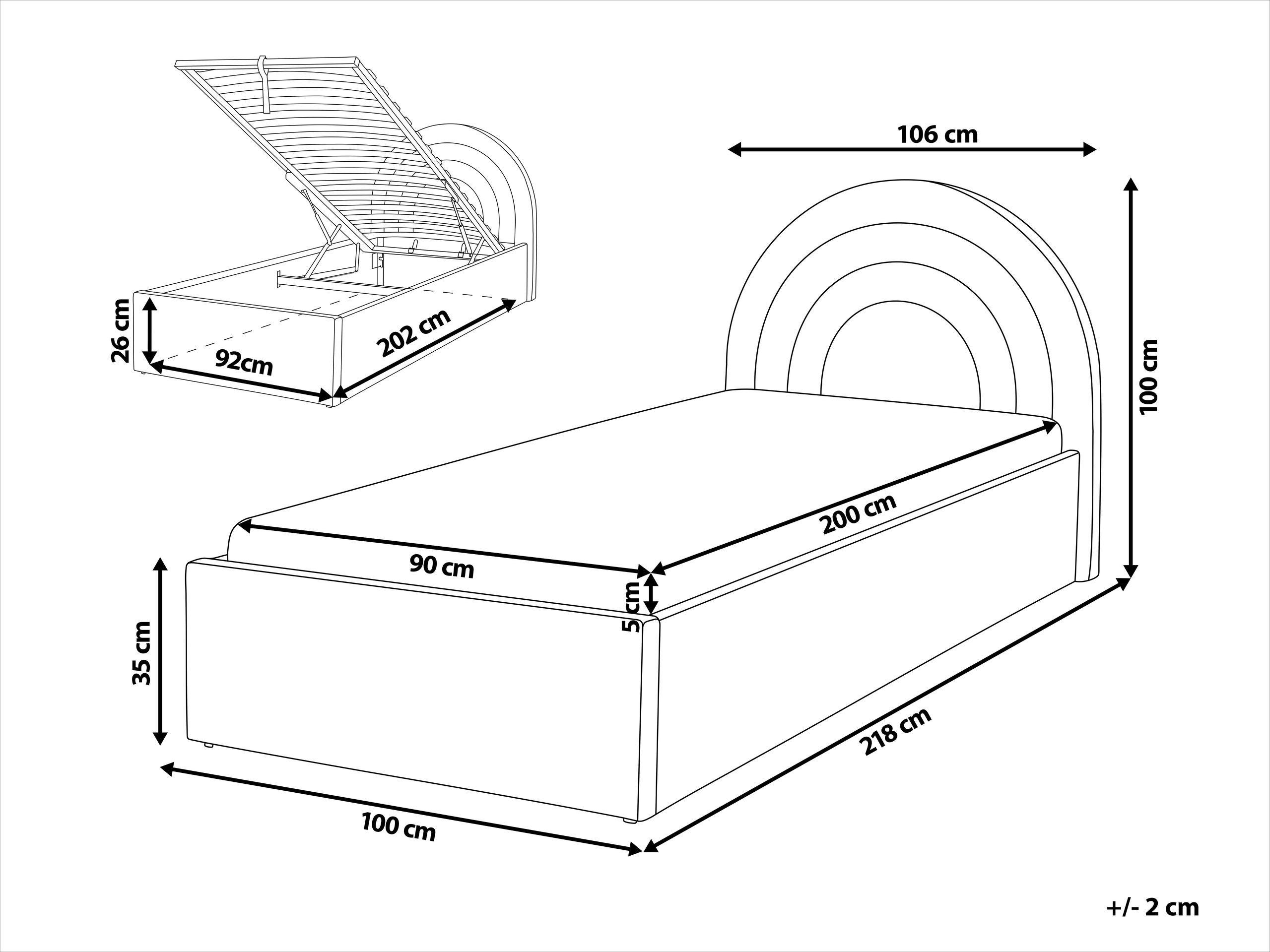 Beliani Bett mit Stauraum aus Polyester Retro ANET  