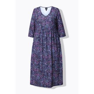 Ulla Popken Robe en jersey coupe évasée Col en V Manches 3/4  