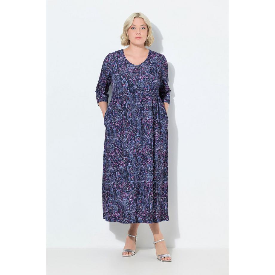 Ulla Popken Jerseykleid A-Linie V-Ausschnitt 3/4-Arm  