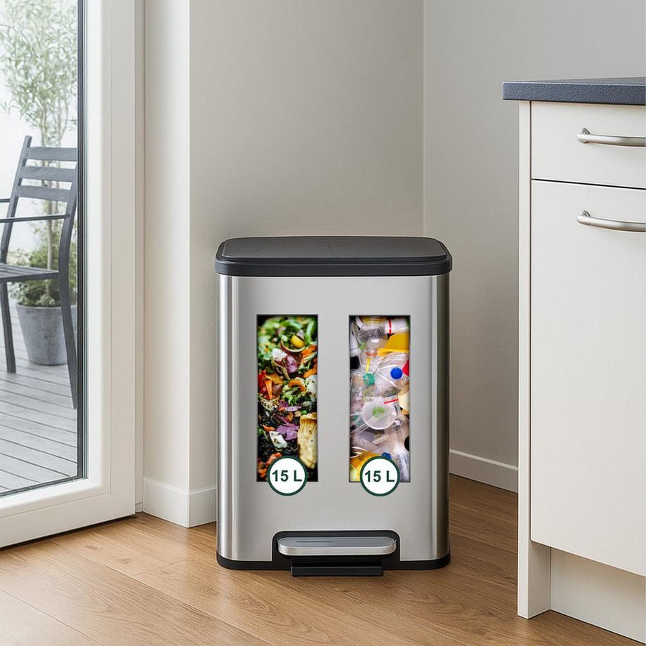 Northix Pattumiera da cucina a doppio scomparto  