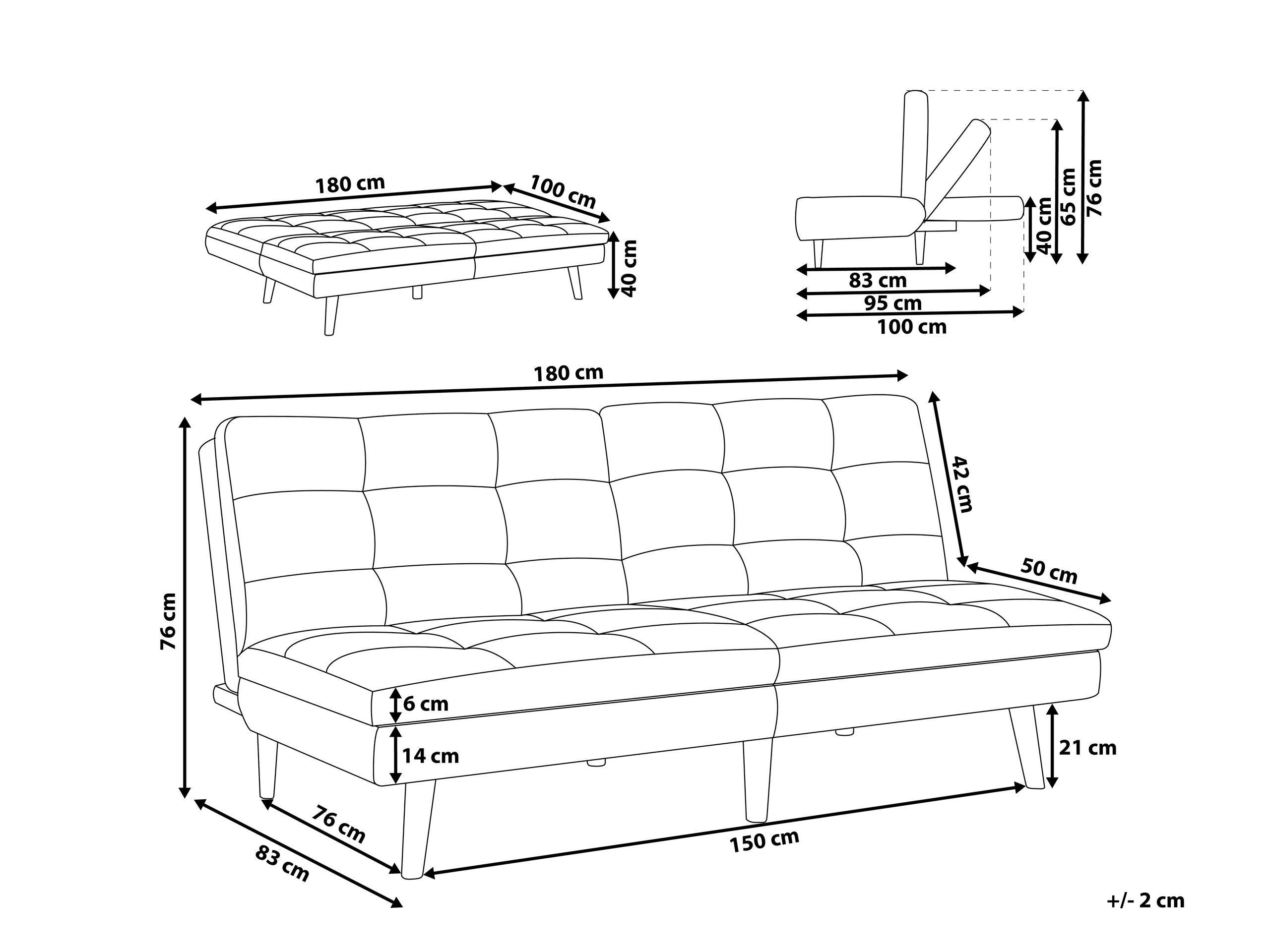 Beliani Divano letto en Poliestere Scandinavo RONNE  