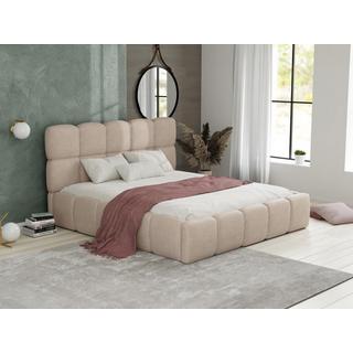 PASCAL MORABITO Bett mit Bettkasten & Bettkopfteil + Matratze - Bouclé-Stoff - 140 x 190 cm - Beige - DAMADO von Pascal Morabito  