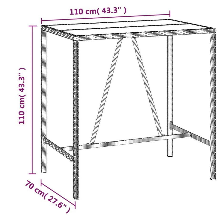 VidaXL set bar da giardino Polirattan  