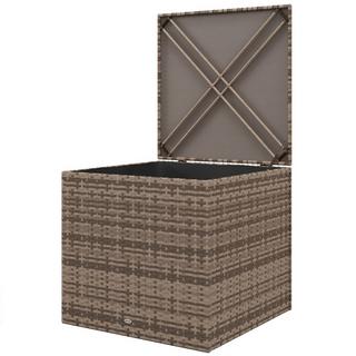 Northio Boîte de rangement en polyrotin, boîte à coussins avec couvercle, levage automatique, boîte de rangement résistante aux intempéries pour jardin, balcon, 75 x 75 x 70 cm, sable  