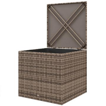 Scatola portaoggetti in polyrattan, scatola per cuscino con coperchio, sollevamento automatico, scatola portaoggetti resistente alle intemperie per giardino, balcone, 75 x 75 x 70 cm, sabbia