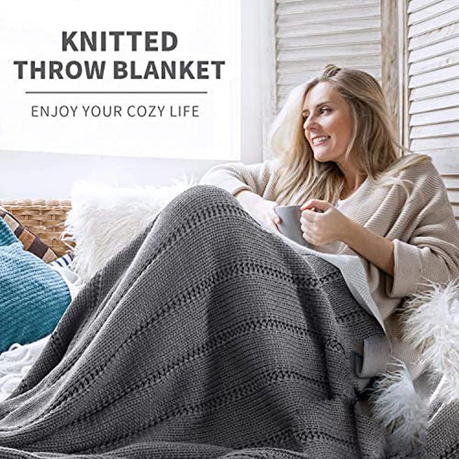Alopini Couverture tricotée douce et chaude en tricot grossier pour lit  