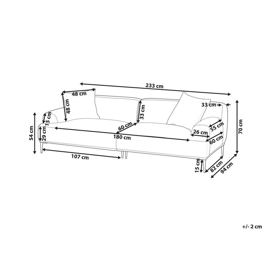 Beliani 3 Sitzer Sofa aus Stoff Rustikal MATILA  