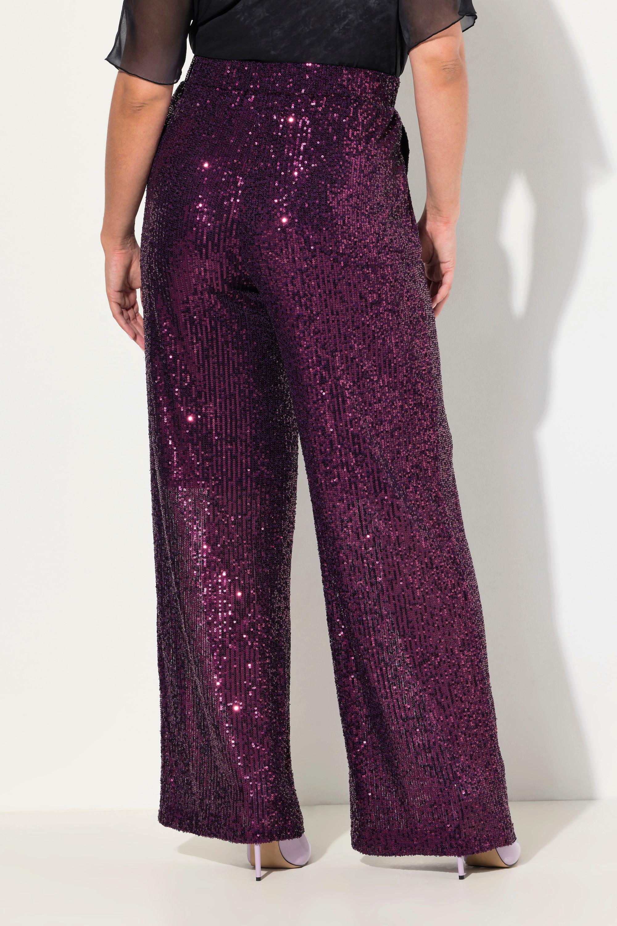 Ulla Popken  Pantalon à sequins. Taille élastique et jambe large 