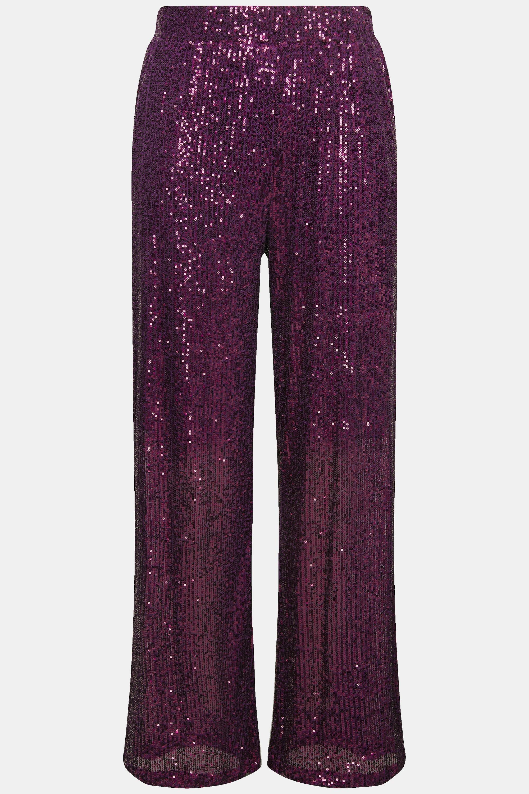 Ulla Popken  Pantalon à sequins. Taille élastique et jambe large 