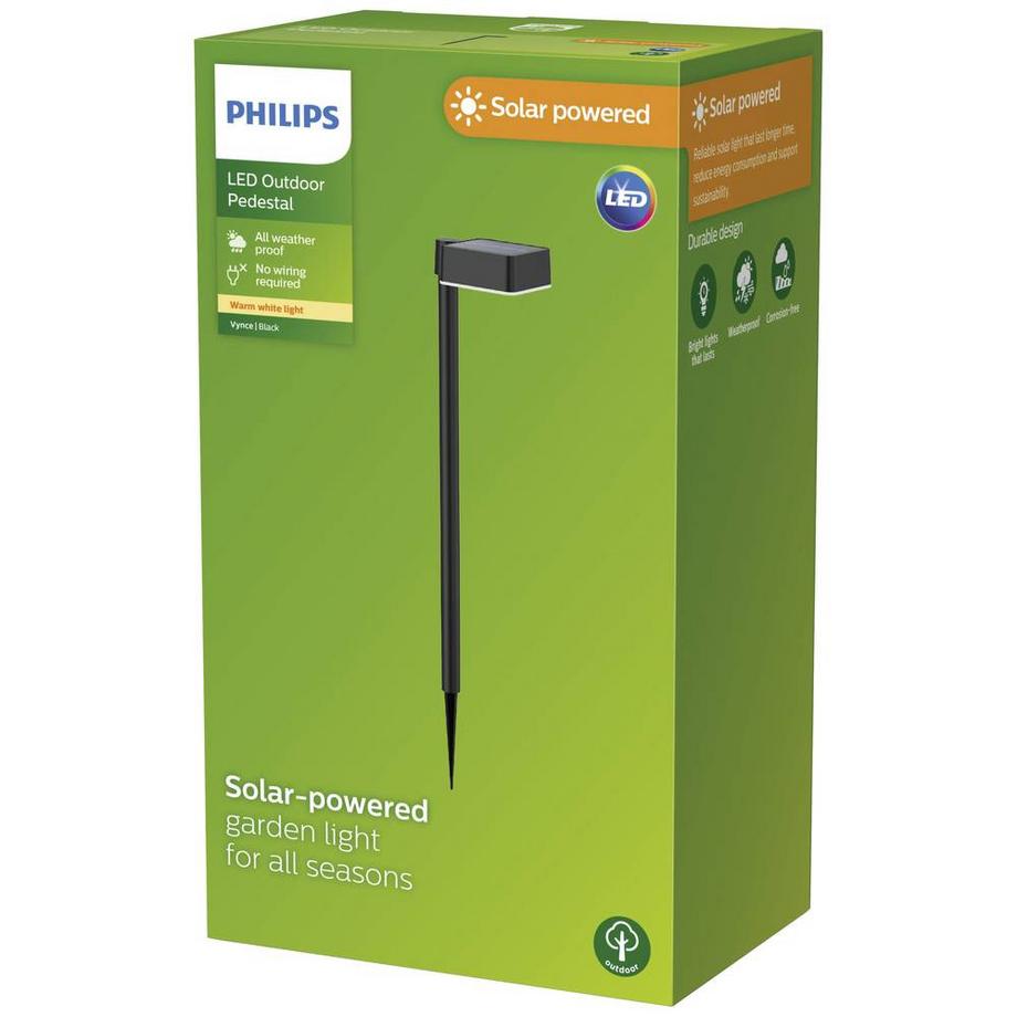 Philips Lighting Lampe Philips Outdoor Solar Vynce Spiess 1.5W, capteur de lumière du jour, carré, 2700 Kelvin  