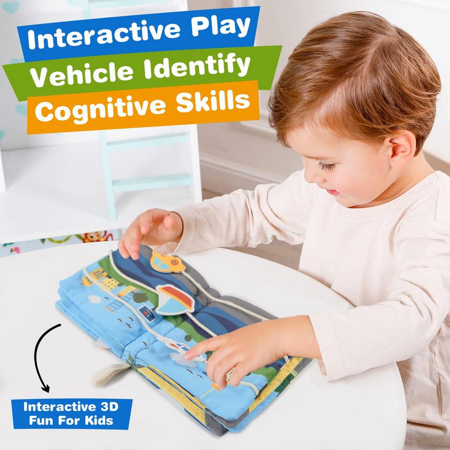 Activity-board  Babybuch Baby Stoffbuch - 2 Stück Buch Babyspielzeug - 3D Bilderbuch Stoffbücher Fühlbuch 