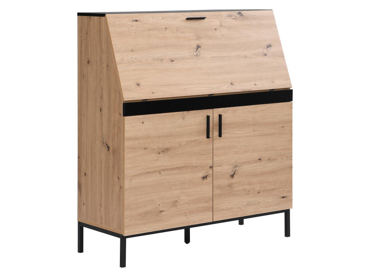 Vente-unique Schreibtisch mit 2 Türen - MDF - Naturfarben & Schwarz - MALEDA  