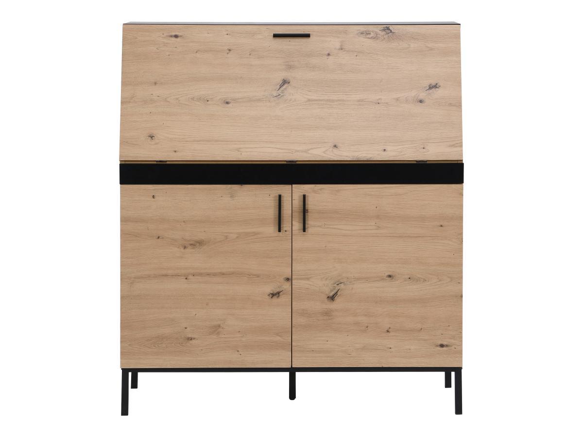 Vente-unique Schreibtisch mit 2 Türen - MDF - Naturfarben & Schwarz - MALEDA  