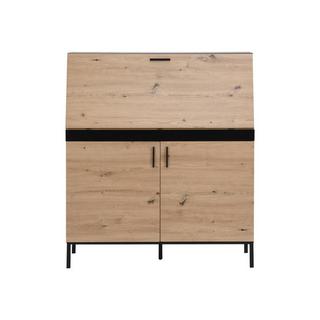 Vente-unique Scrivania con 2 ante  MDF  Naturale e Nero - MALEDA  