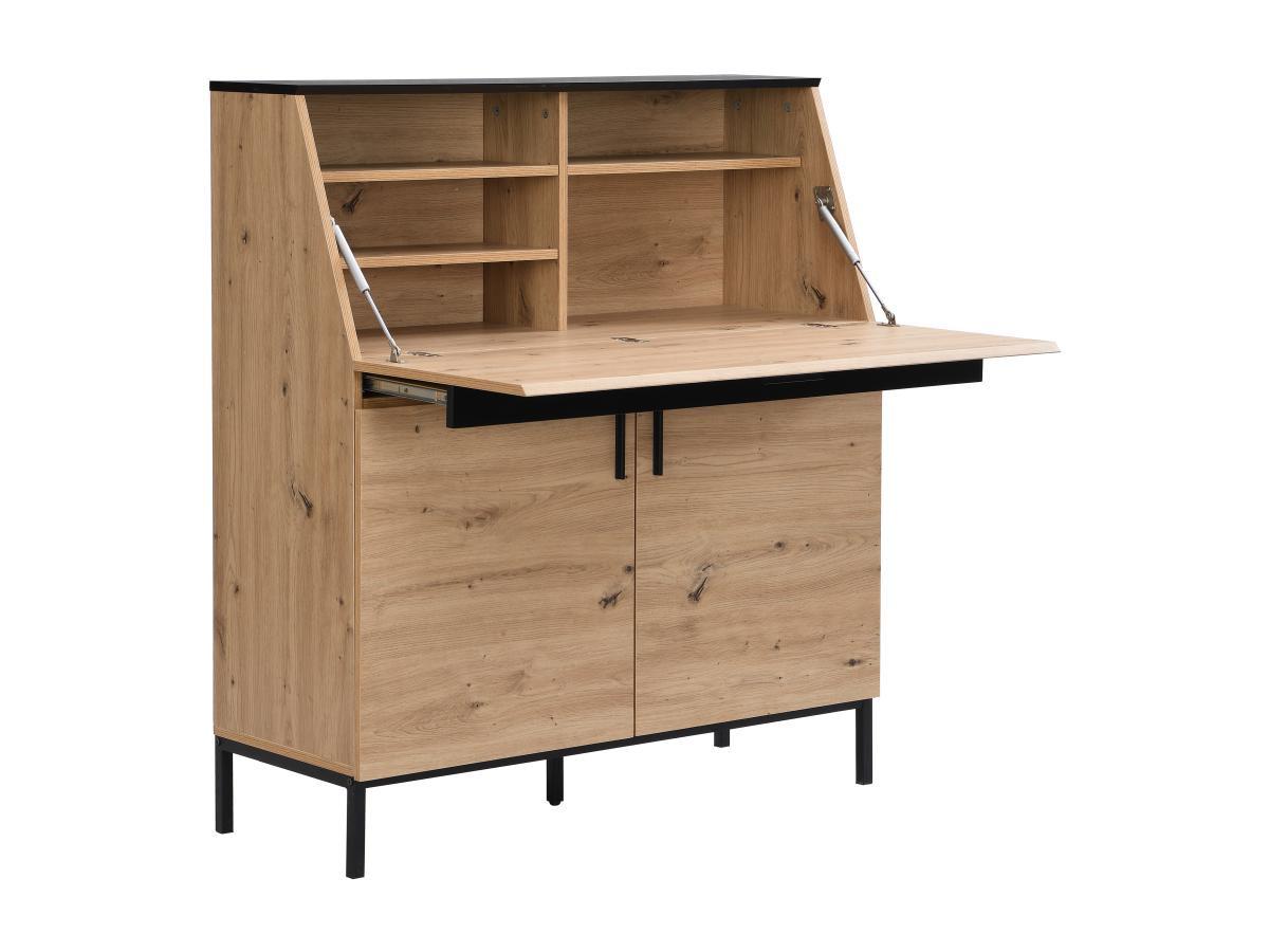 Vente-unique Schreibtisch mit 2 Türen - MDF - Naturfarben & Schwarz - MALEDA  