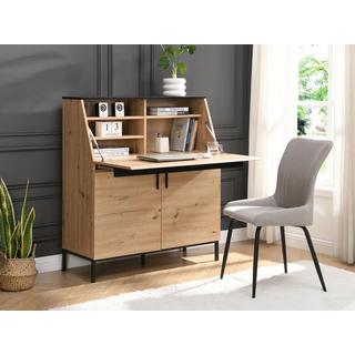 Vente-unique Schreibtisch mit 2 Türen - MDF - Naturfarben & Schwarz - MALEDA  