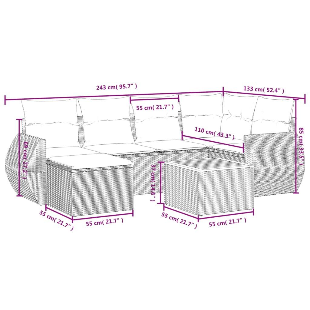 VidaXL Ensemble de canapés de jardin rotin synthétique  