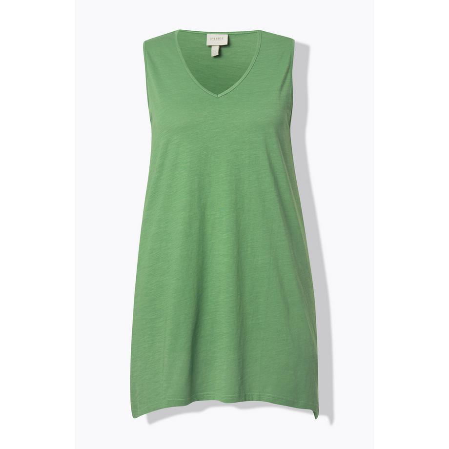 Ulla Popken Débardeur long Base en Pointe Silhouette A Décolleté V Coton Bio  