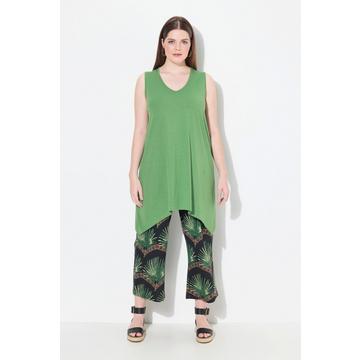 Top dal taglio lungo e svasato in cotone biologico con orlo a punte e scollo a V