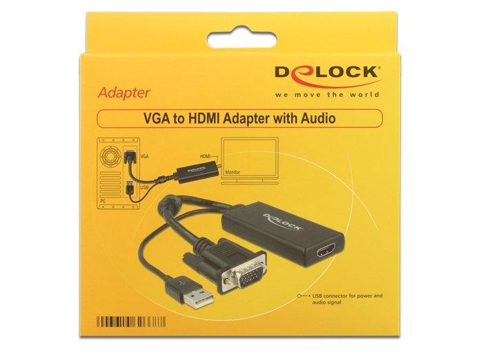 DeLock  VGA / HDMI Adattatore [1x Spina VGA - 1x Presa HDMI] Nero 25.00 cm 