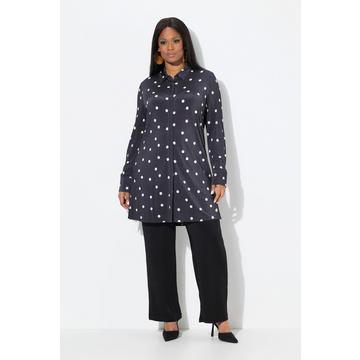 Blusa dal taglio lungo in tessuto fluente con pallini, colletto da camicia e maniche lunghe