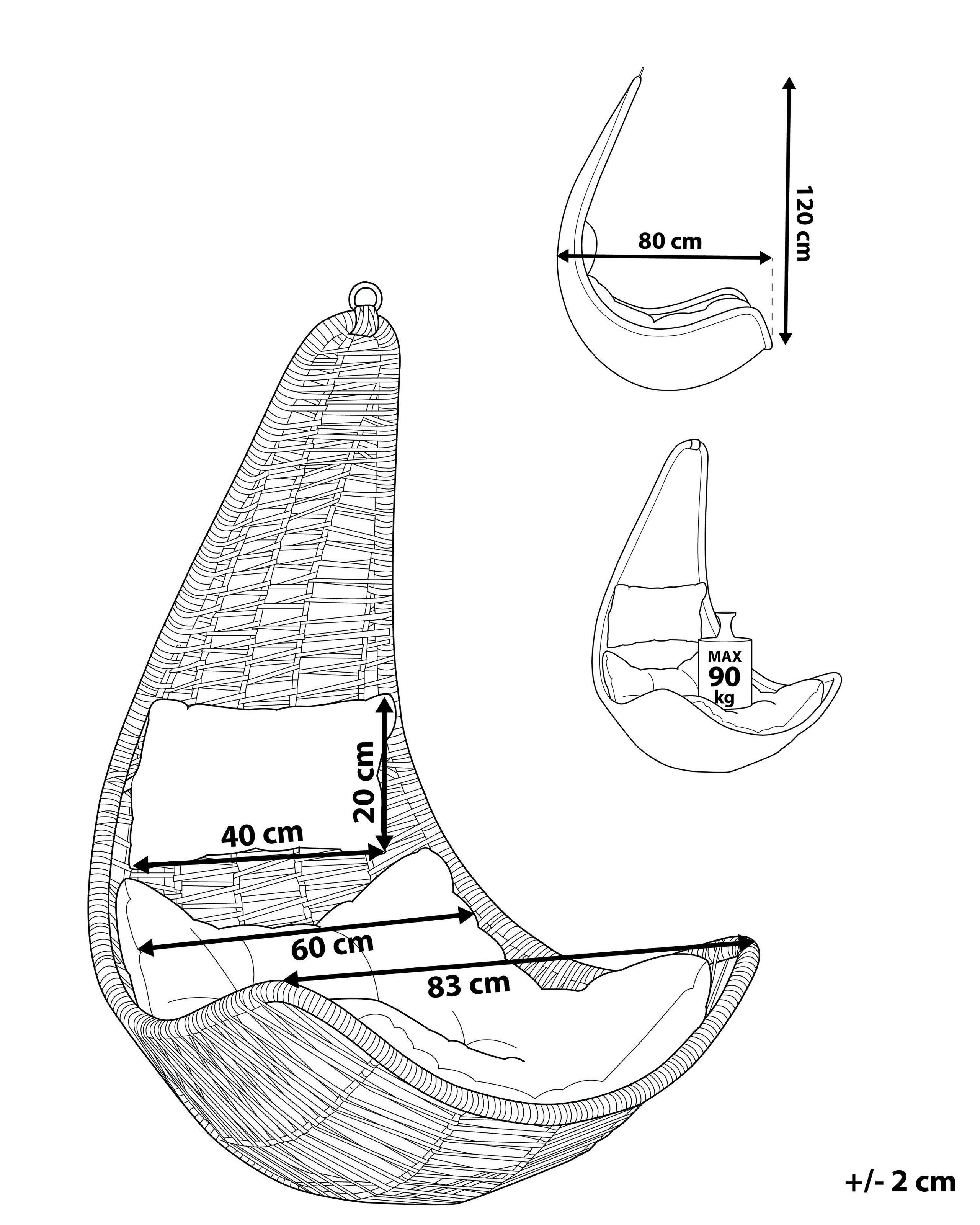 Beliani Sedia sospesa da fissare al soffitto en Rattan sintetico Boho ATRI II  