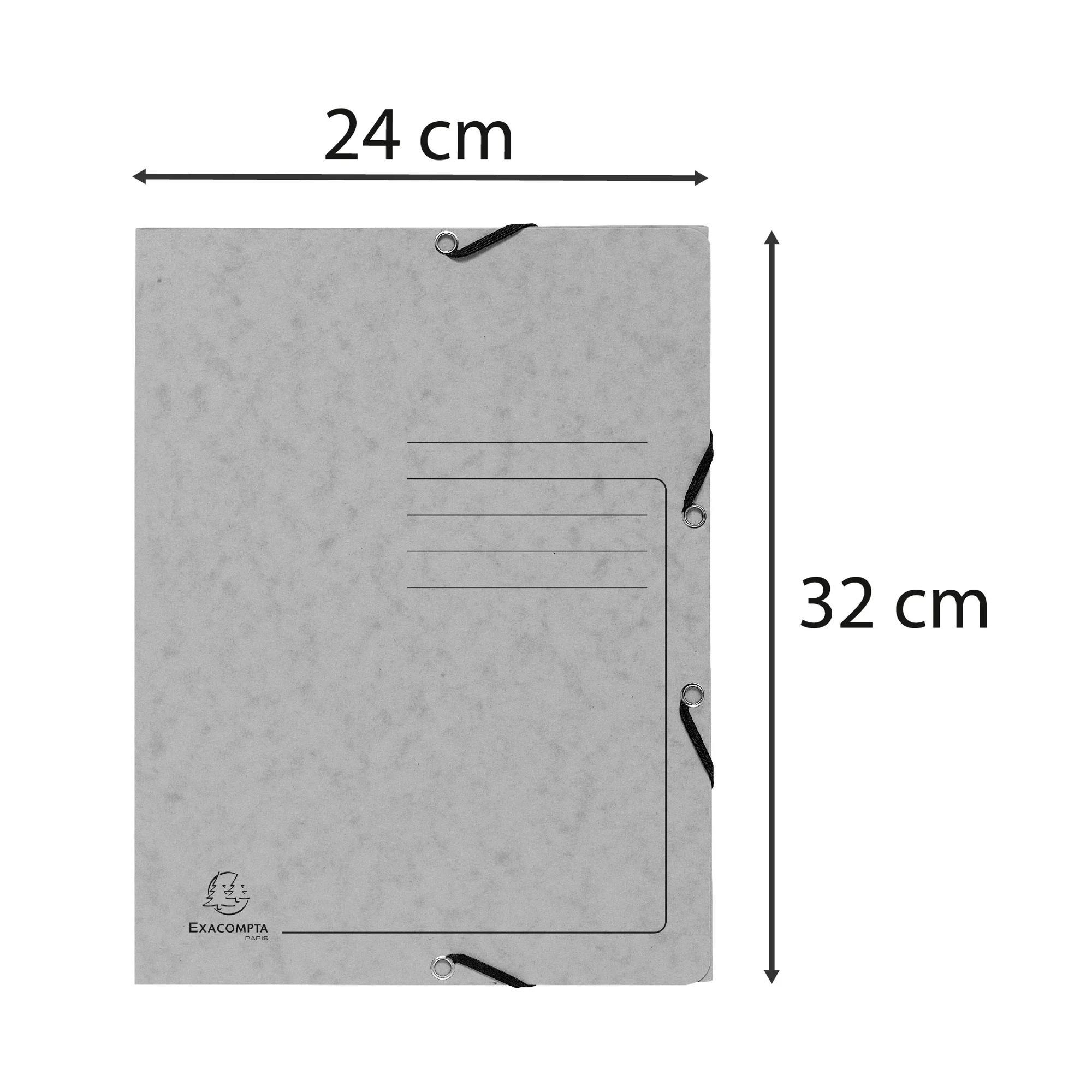 Exacompta Cartella 3 lembi con elastici cartoncino lustré 355g/mq - A4 - x 25  