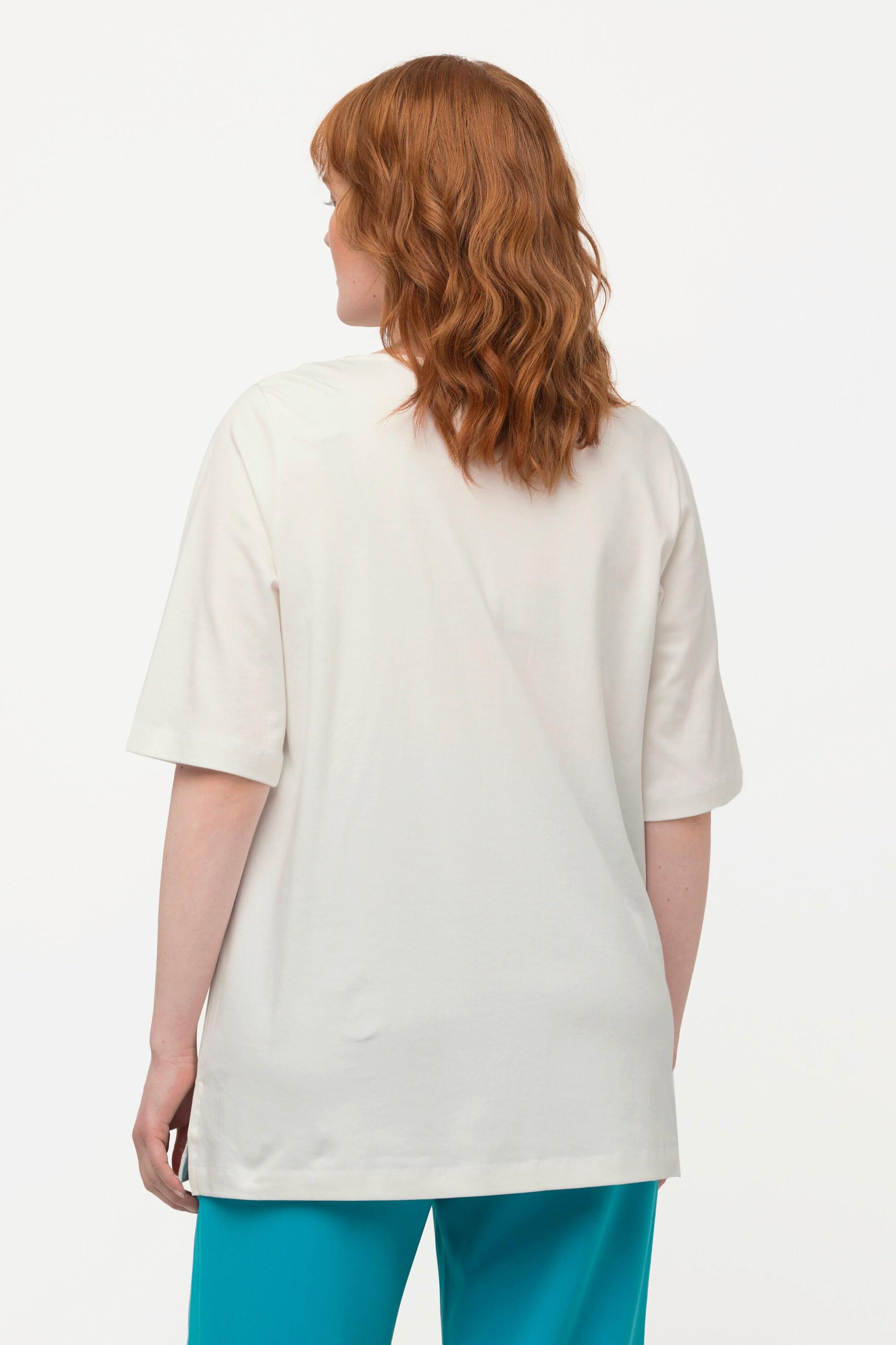 Ulla Popken  T-Shirt, A-Line, Rundhals, 1/2-Arm, Pima Cotton 