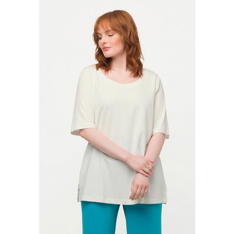 Ulla Popken  T-Shirt, A-Line, Rundhals, 1/2-Arm, Pima Cotton 