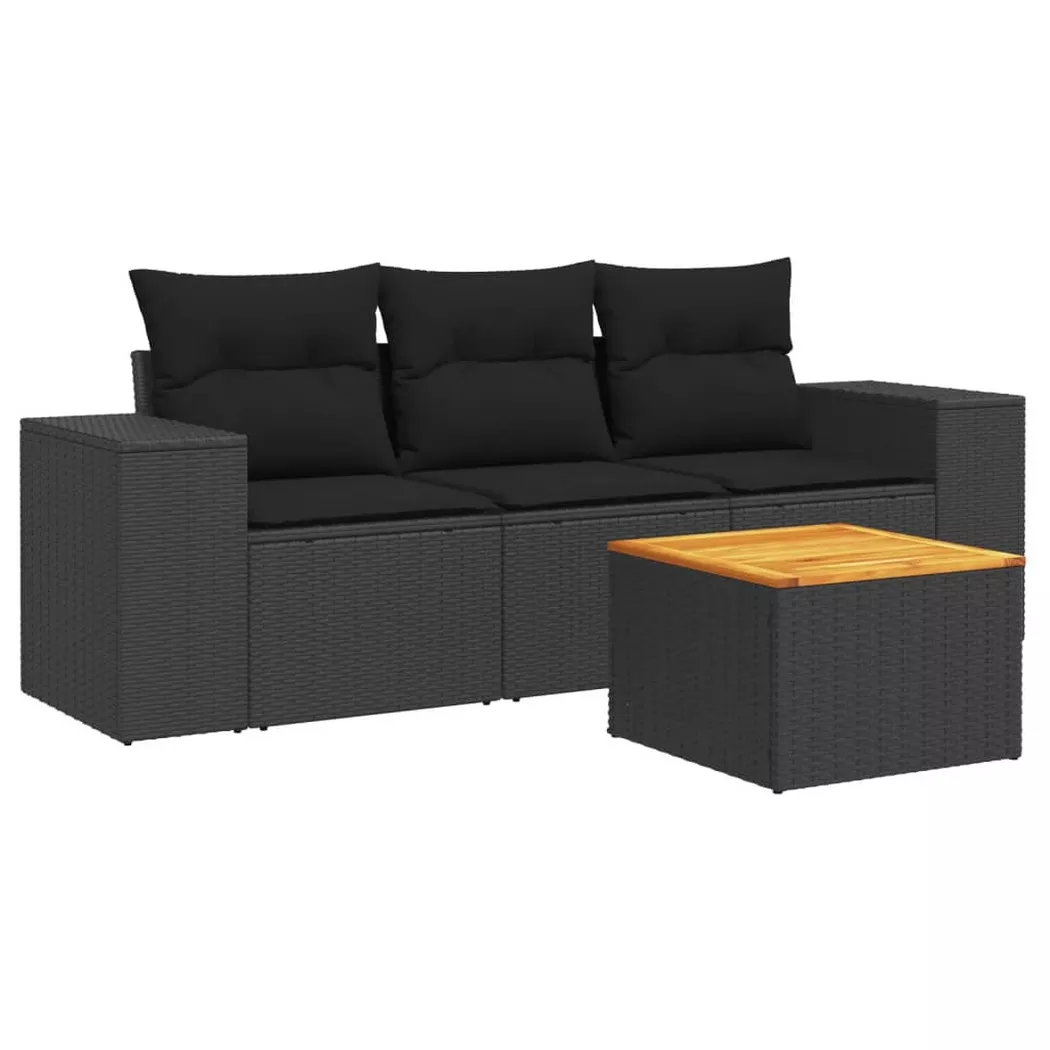 VidaXL - Garten sofagarnitur poly-rattan, One Size, Schwarz