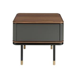 ANGEL CERDA Comodino in legno grigio scuro opaco, acciaio nero e piano in noce  