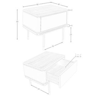 ANGEL CERDA Comodino in legno grigio scuro opaco, acciaio nero e piano in noce  