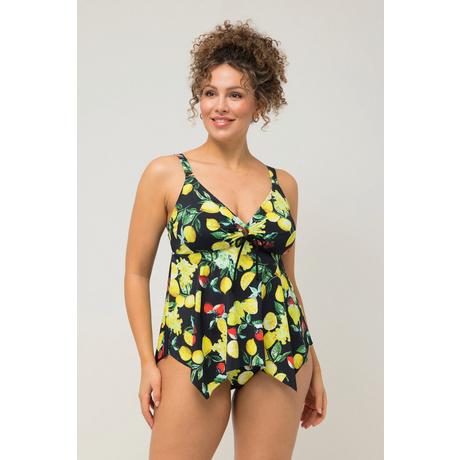 Ulla Popken  Tankini à motif citrons, bonnets souples et finition en pointe. Matière recyclée 