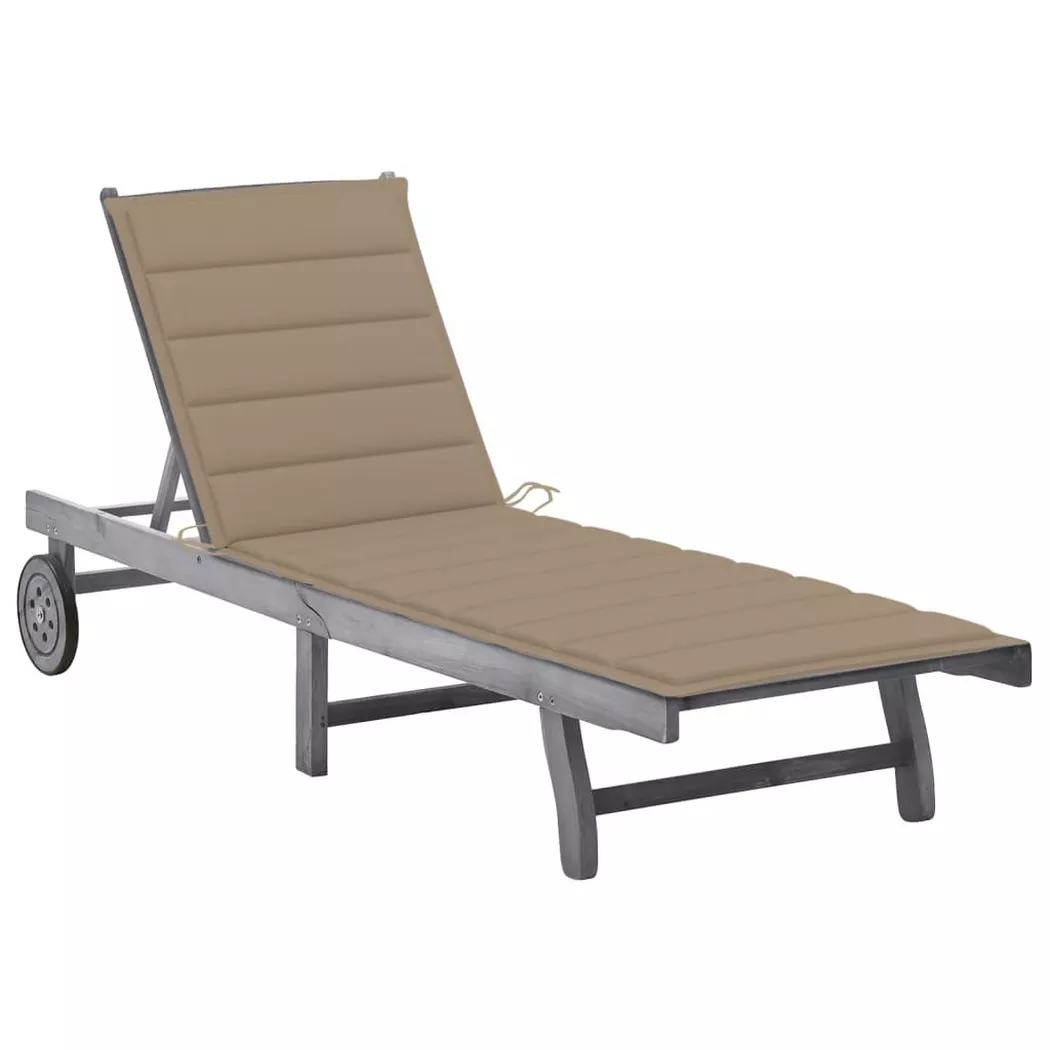VidaXL - lettino prendisole pieghevole Legno di acacia, One Size, Grigio