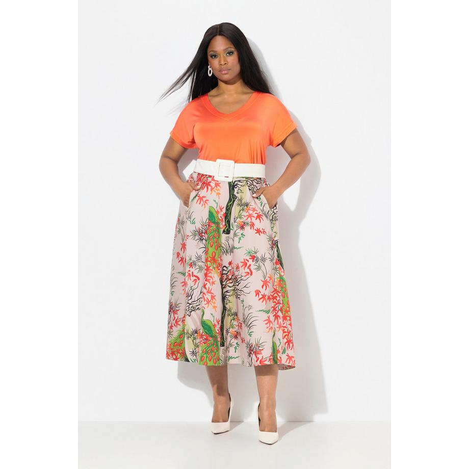 Ulla Popken Gonna stampa floreale linea A vita comoda  