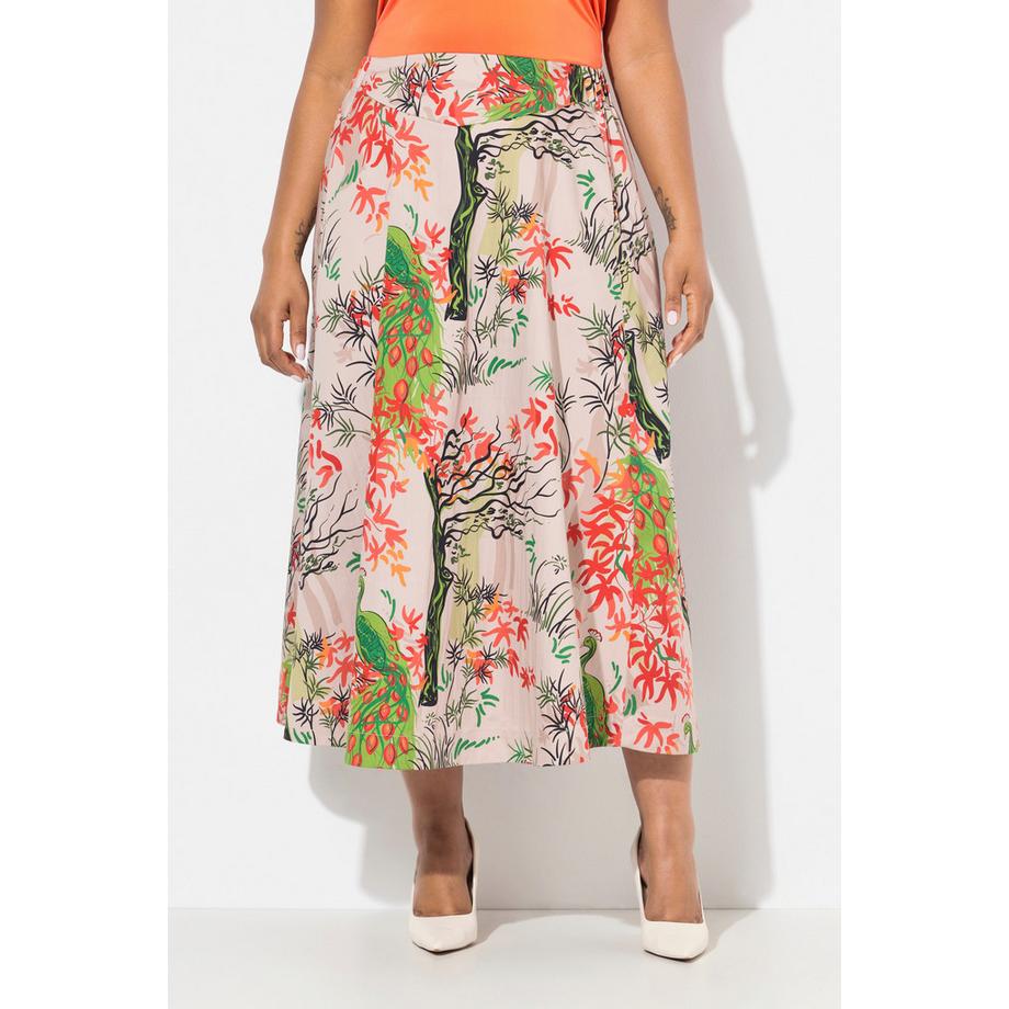 Ulla Popken Gonna stampa floreale linea A vita comoda  