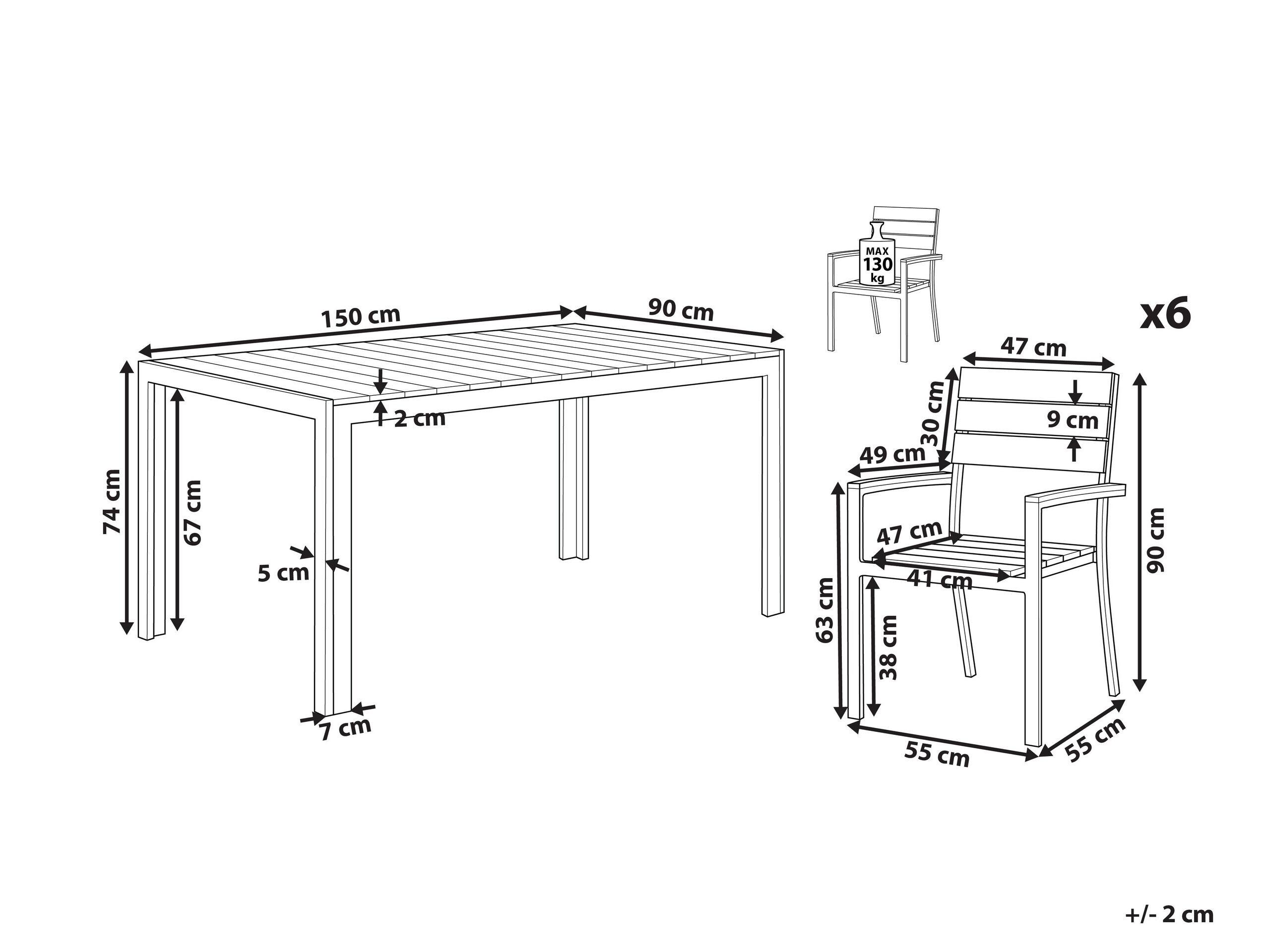 Beliani Set da pranzo da giardino en Legno plastico Moderno COMO  