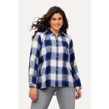 Blusa dal taglio svasato con colletto da camicia, ruche e maniche lunghe