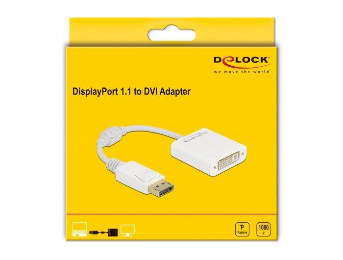 DeLock  DeLOCK Adaptateur DisplayPort 1.1 mâle vers DVI femelle passif blanc 