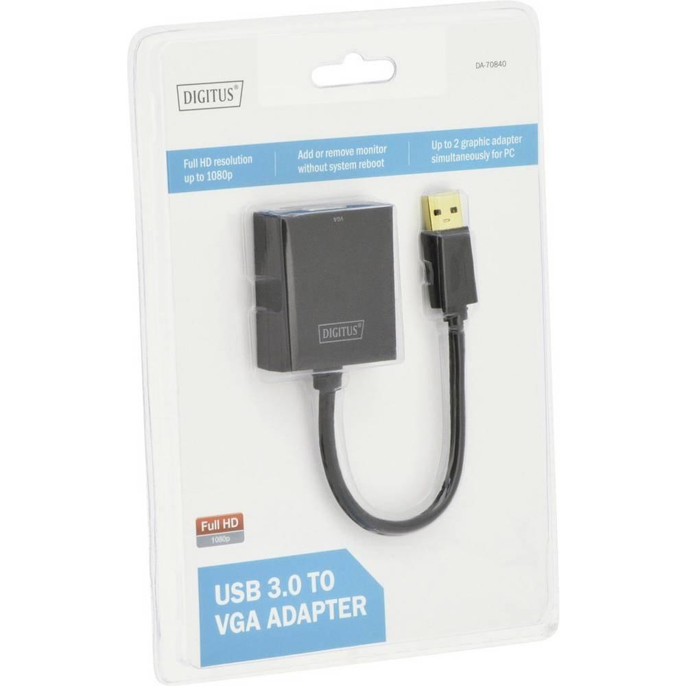 Digitus  Digitus Adaptateur vidéo USB 3 - VGA, résolution Full-HD jusqu’à 1080p, double écran 