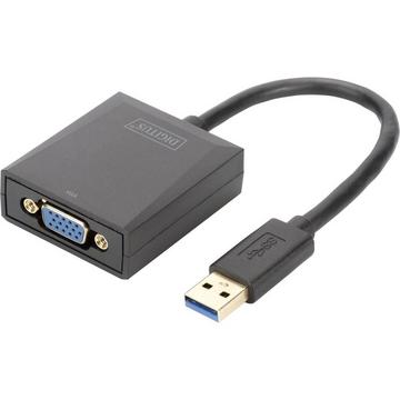 Digitus Adaptateur vidéo USB 3 - VGA, résolution Full-HD jusqu’à 1080p, double écran