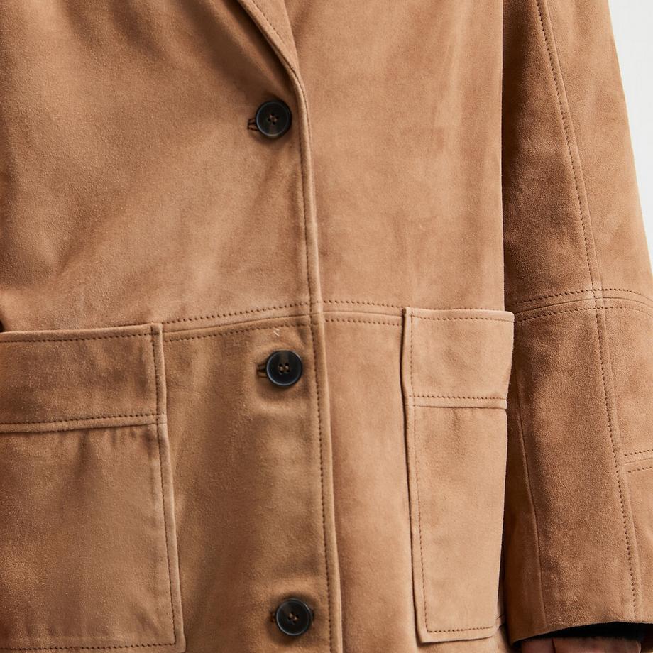 La Redoute Collections Giacca dritta in pelle di capra con collo a revers  