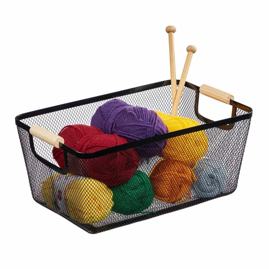 Cestino rotondo in filo metallico con manico