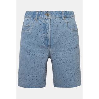 Studio Untold  Shorts di jeans a vita alta con taglio della gamba ampio, applicazioni, effetto sdrucito, cinque tasche e cintura elastica 