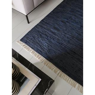 Benuta Tapis fabriqué à partir de matériaux recyclés Tom Bleu foncé  