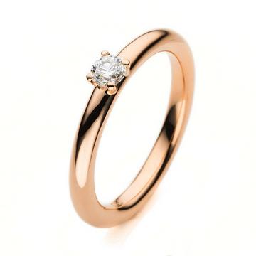Solitär-Ring 585/14K Rotgold Diamant 0.2ct.