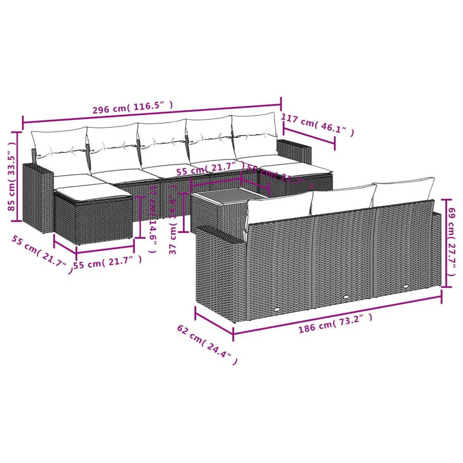 VidaXL Garten sofagarnitur poly-rattan  