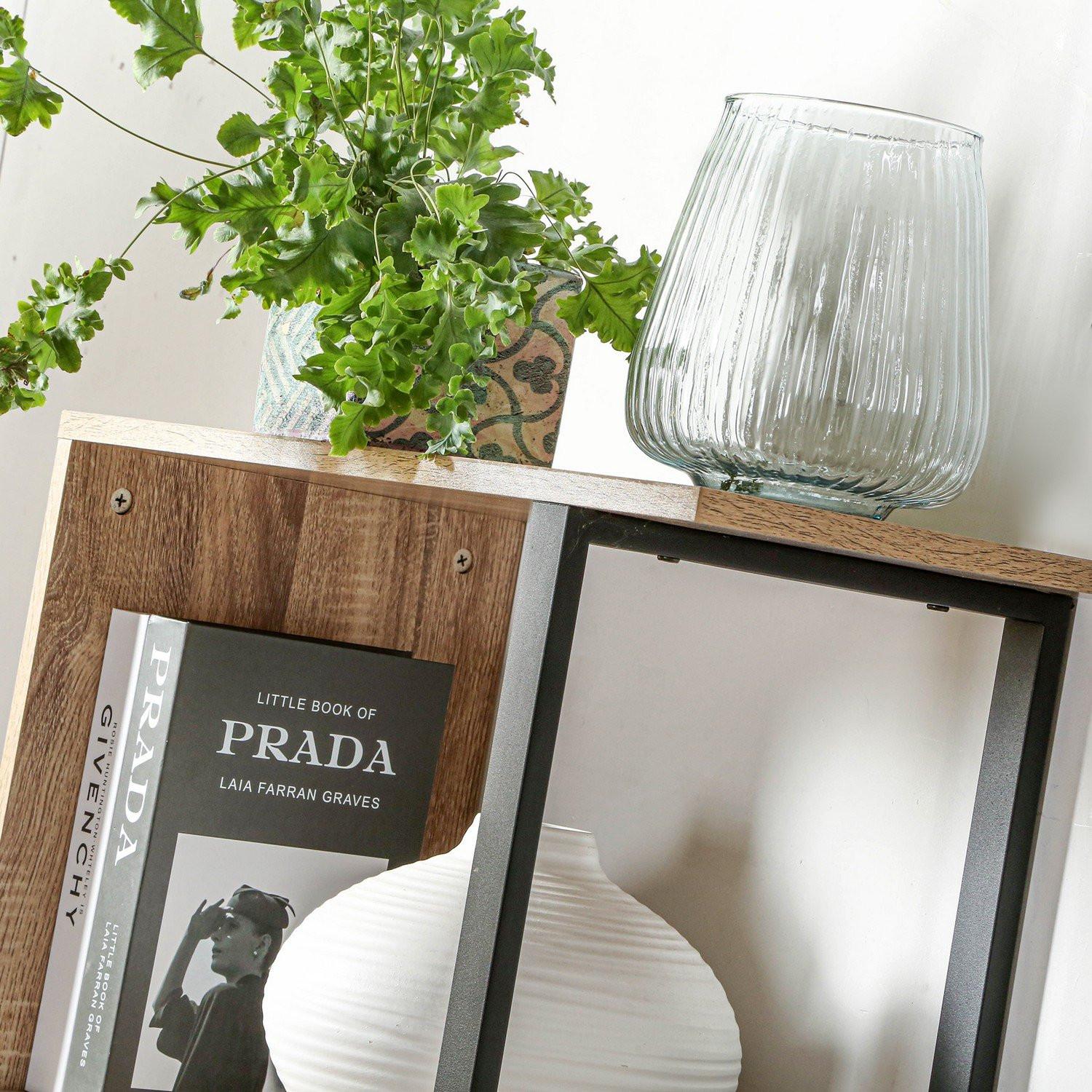 Calicosy Bücherregal mit 4 Ebenen, Holzdekor und Metallständern - H148cm  