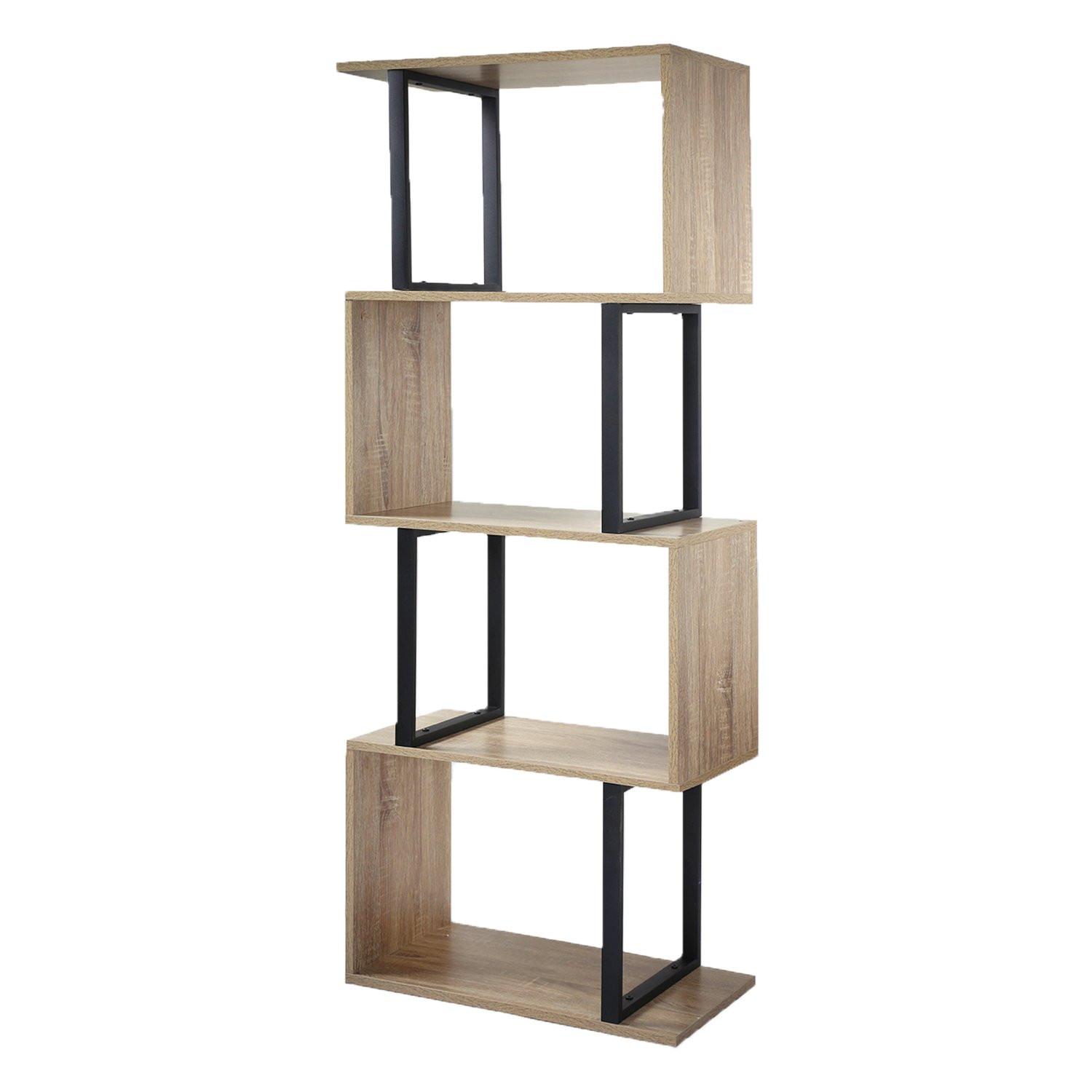Casâme Bücherregal mit 4 Ebenen, Holzdekor und Metallständern  