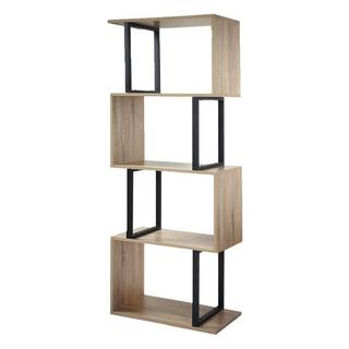 Calicosy Bücherregal mit 4 Ebenen, Holzdekor und Metallständern - H148cm  